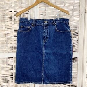 LRL Lauren Jeans Co. Ralph Lauren Denim Dark Wash Knee Length Back Slit Skirt